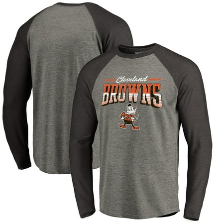 Cleveland Browns NFL Pro Line by Fanatics Branded Throwback Collection Season Ticket Long Sleeve Tri-Blend Raglan T-Shirt - Heathered