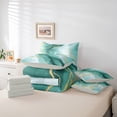 thumbnail image 6 of Homewish Marble Texture 7 Pieces Bedding Comforter Set,Fluid Stripe Aesthetic Full Bedding Set,Green Gold Fitted Sheet Flat Sheet For Boys Kids,Lightweight Room Decor Reversible, 6 of 8