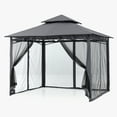 thumbnail image 5 of ABCCANOPY 9'x9' Patio Gazebo With Mosquito Netting and Double Soft Roof Canopies for Shade and Rain,Dark Gray, 5 of 9