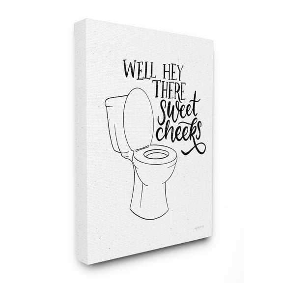 Stupell Industries Hey There Sweet Cheeks Toilet Bathroom Joke Word Pun Canvas Wall Art Design by Becky Thorns, 24" x 30"