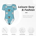 thumbnail image 4 of Kdxio Justaucorps à Manches Courtes pour Femmes, Col Rond, Modal, Doux, Confortable, Aguichant, Grande Taille, 4 of 7