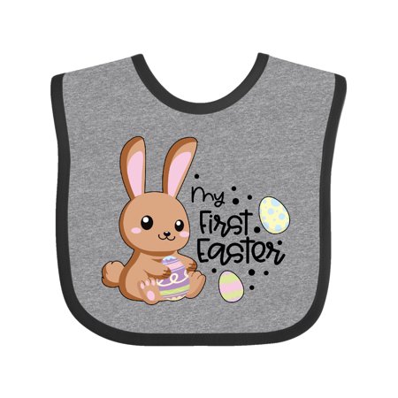 

Inktastic My 1st Easter with Brown Bunny and Easter Eggs Gift Baby Boy or Baby Girl Bib