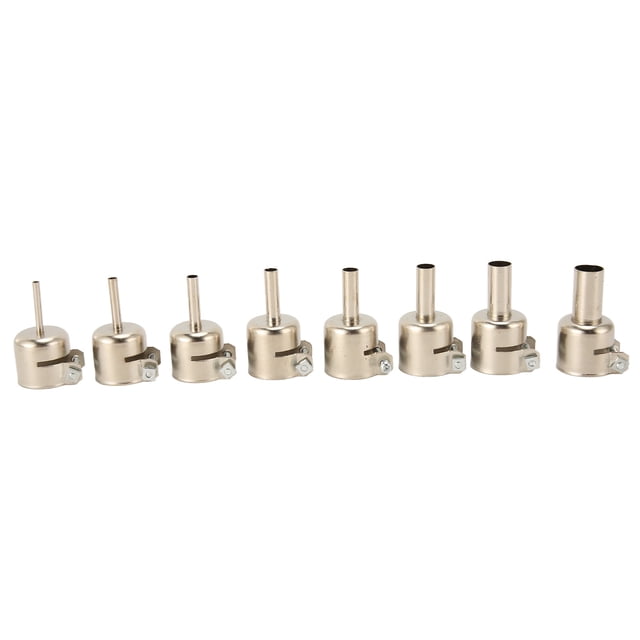LetCart 8 Piezas Boquillas De Pistola De Calor Para 850 850A 852 852D 852D + Bomba De Aire Estaciones De Soldadura De Aire Caliente Puntas De Pistola De Aire Caliente Redondas Cortas De Acero Inoxidab