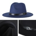 thumbnail image 4 of Qarigey Sombrero de ala ancha de fieltro, gorro Vintage para mujer, gorro cálido de invierno, accesorios de ropa de viaje para fiestas Sombreros azul, 4 of 8