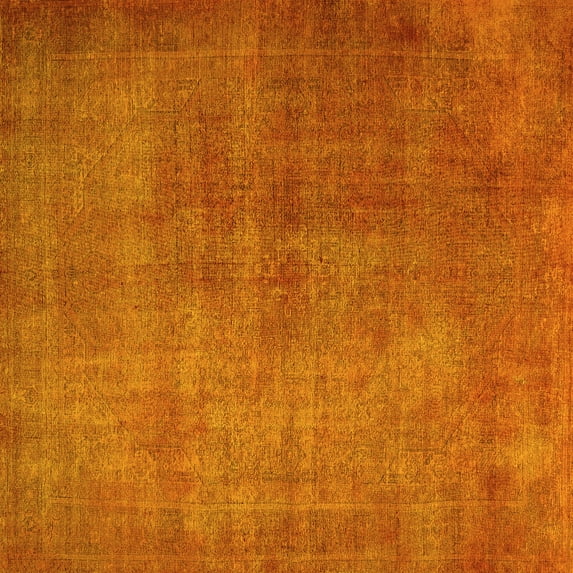 Ahgly Company Machine Washable Indoor Square Persian Yellow Traditional Area Rugs, 4' Square