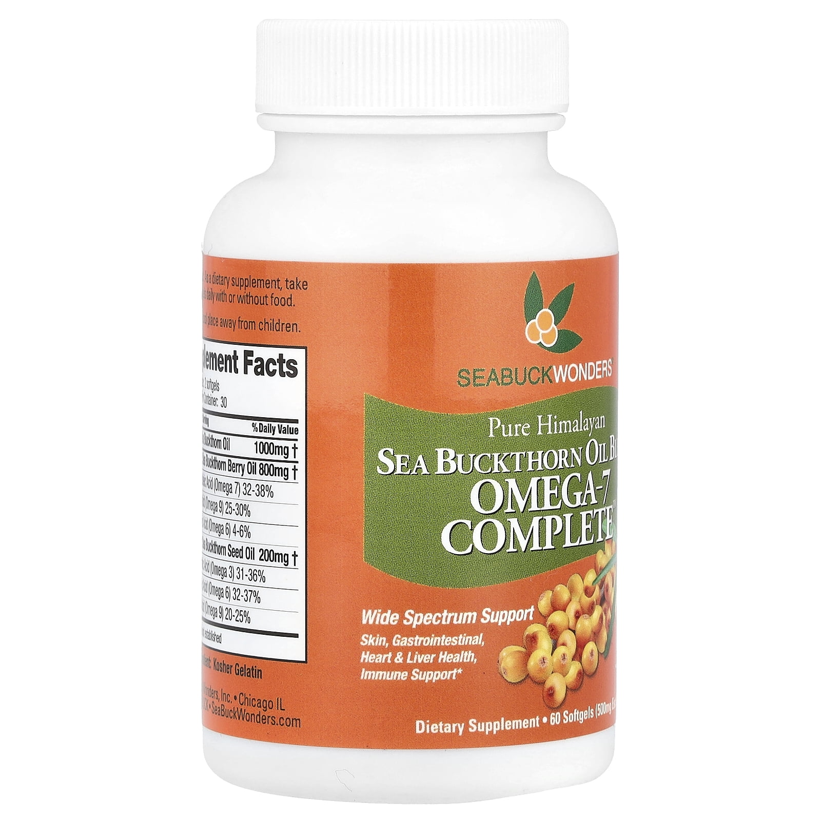 Seabuck Wonders Sea Buckthorn Omega-7 Complete, 500mg, 60ct