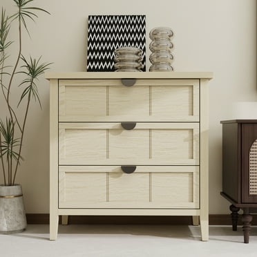 MDQMD Nightstand with 3 Drawers for Bedroom,Large Bedside Table with Storage,Modern Nightstand for Living Room,Natural