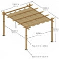 thumbnail image 2 of WildBreak Outdoor Pergola 10 x13 Feet, Wood Grain Metal, with Retractable Canopy, Khaki, 2 of 9