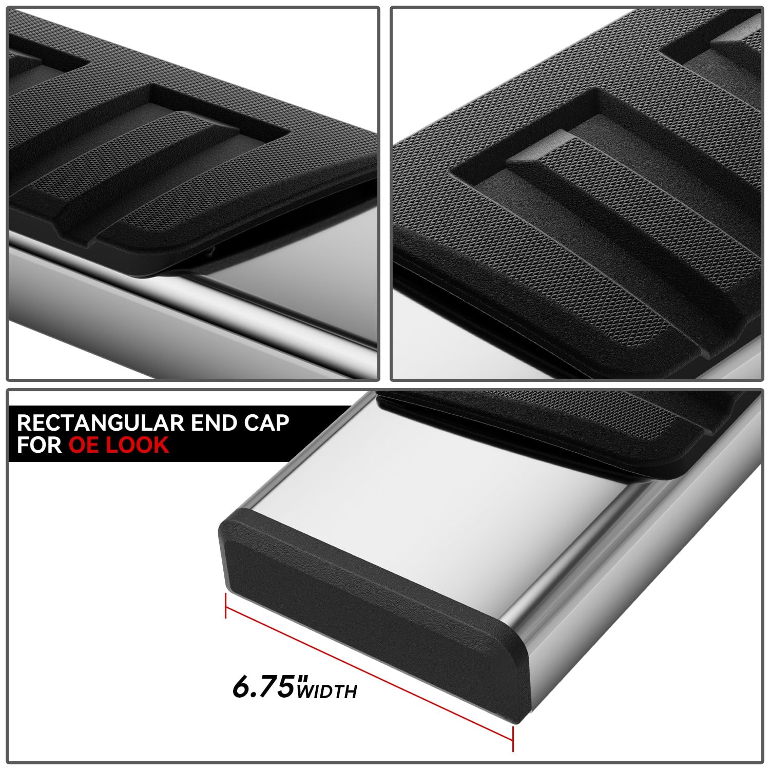 DNA Motoring For 15-24 Ford F150-F450 Super Crew Cab 6.75" Side Step Nerf Bar Running Boards