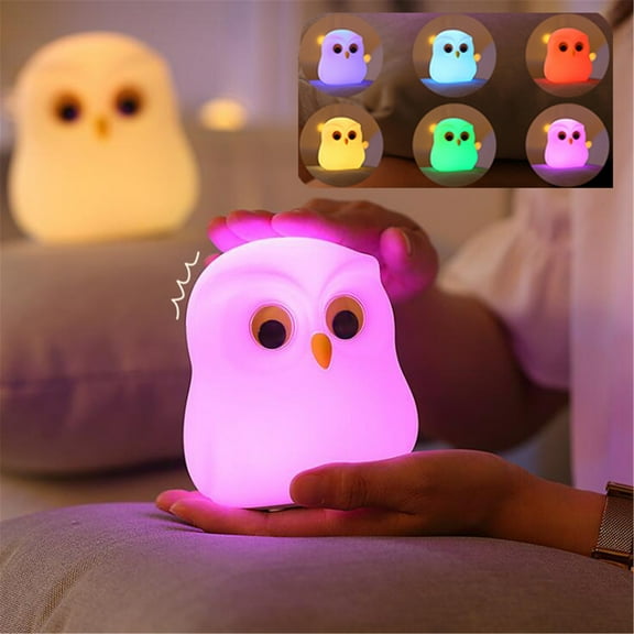 FYHALE Night Lights for The Home Owl Night Light Children's Rechargeable Colorful Sensor Night Light