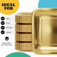 thumbnail image 4 of Exquisite Reflective Gold Square Paper Plates, 9", 50 Count, Heavy Duty 350 GSM, Disposable Party Plates, 4 of 6