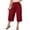 *Red, variant on VBVC Women's Plus Wide Leg Capri Pants , Ladies' Scalloped Hem High Waist Cropped Pants , Summer Casual Loose Lounge Trousers For Women, Army Green , L-5XL
