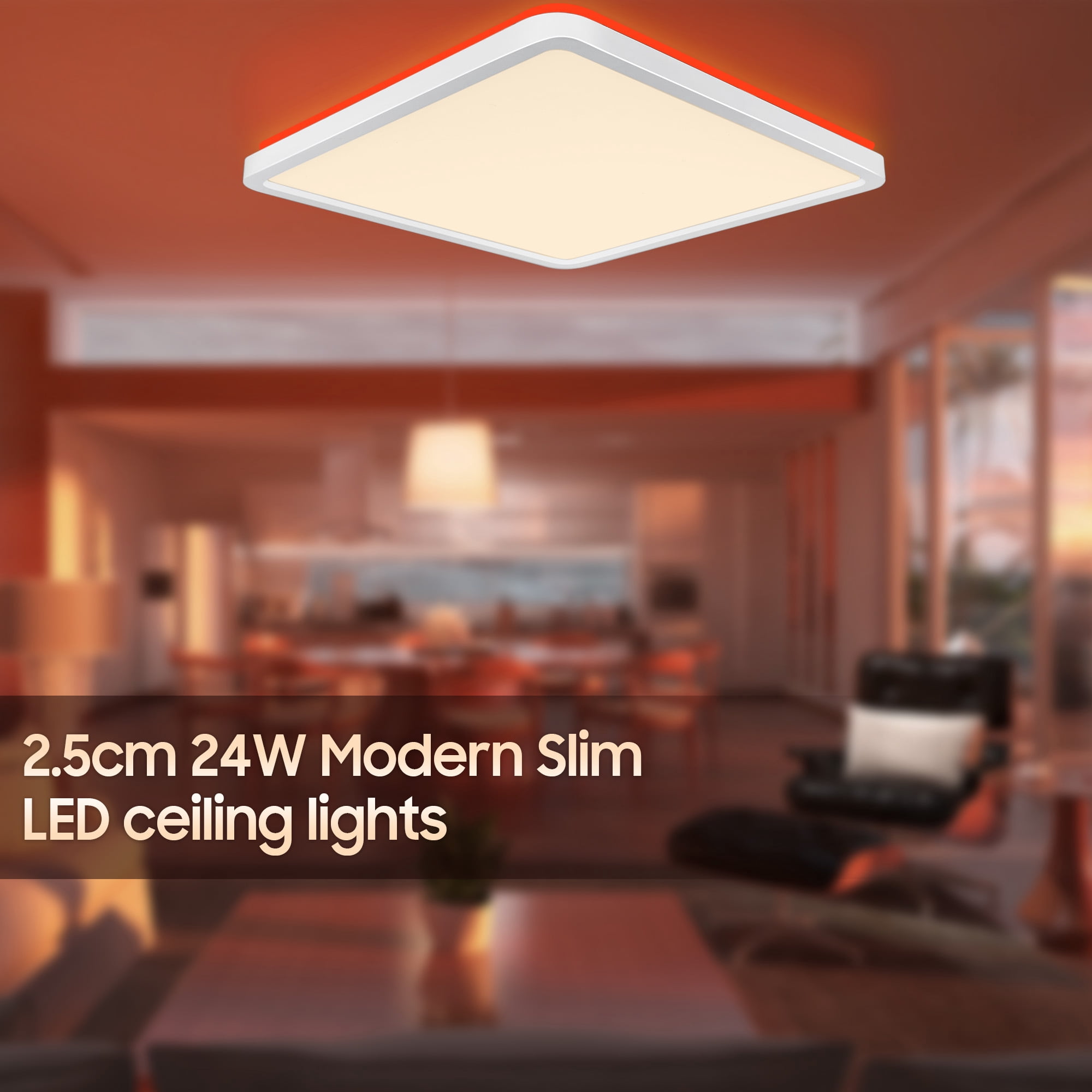 24W LED Dimmable Ceiling Light With Remote Control, 7 RGB Colours Changing Ceiling Lamp 3W Backlight For Bedroom, Living Room And Drawing Room