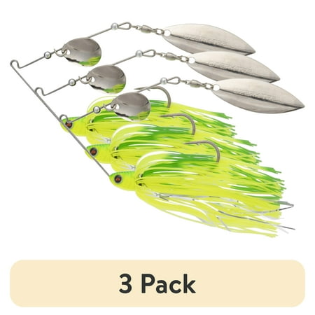(3 pack) Ozark Trail 3/8 oz. Spinnerbait Lure for Bass Fishing Chartreuse