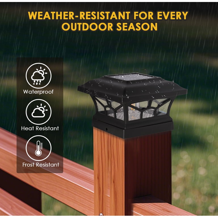 Solar Fence Post Cap Lights 2-Pack, Warm/Cool White photo 6