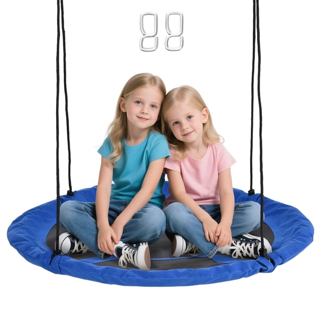 Blue Saucer Swing - 43" Outdoor Nest Swing with Adjustable Ropes | Garden Seating for Play & Relaxation