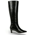 thumbnail image 2 of Franco Sarto Women's Andria Pointed Toe Knee High Boot Black Croc Patent Leather 9.5M, 2 of 5