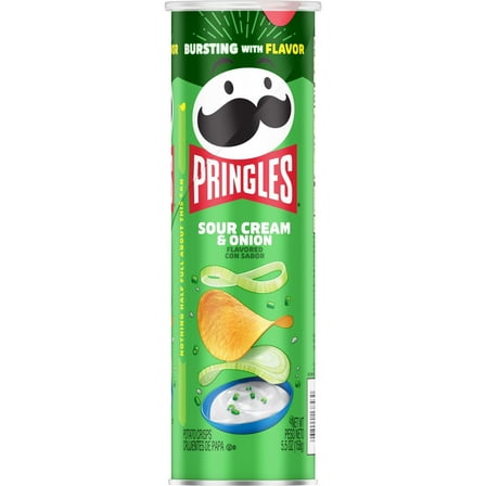 Pack Of 2 Pringles Sour Cream & Onion Potato Crisps Chips, 5.5 oz (Package May Vary)