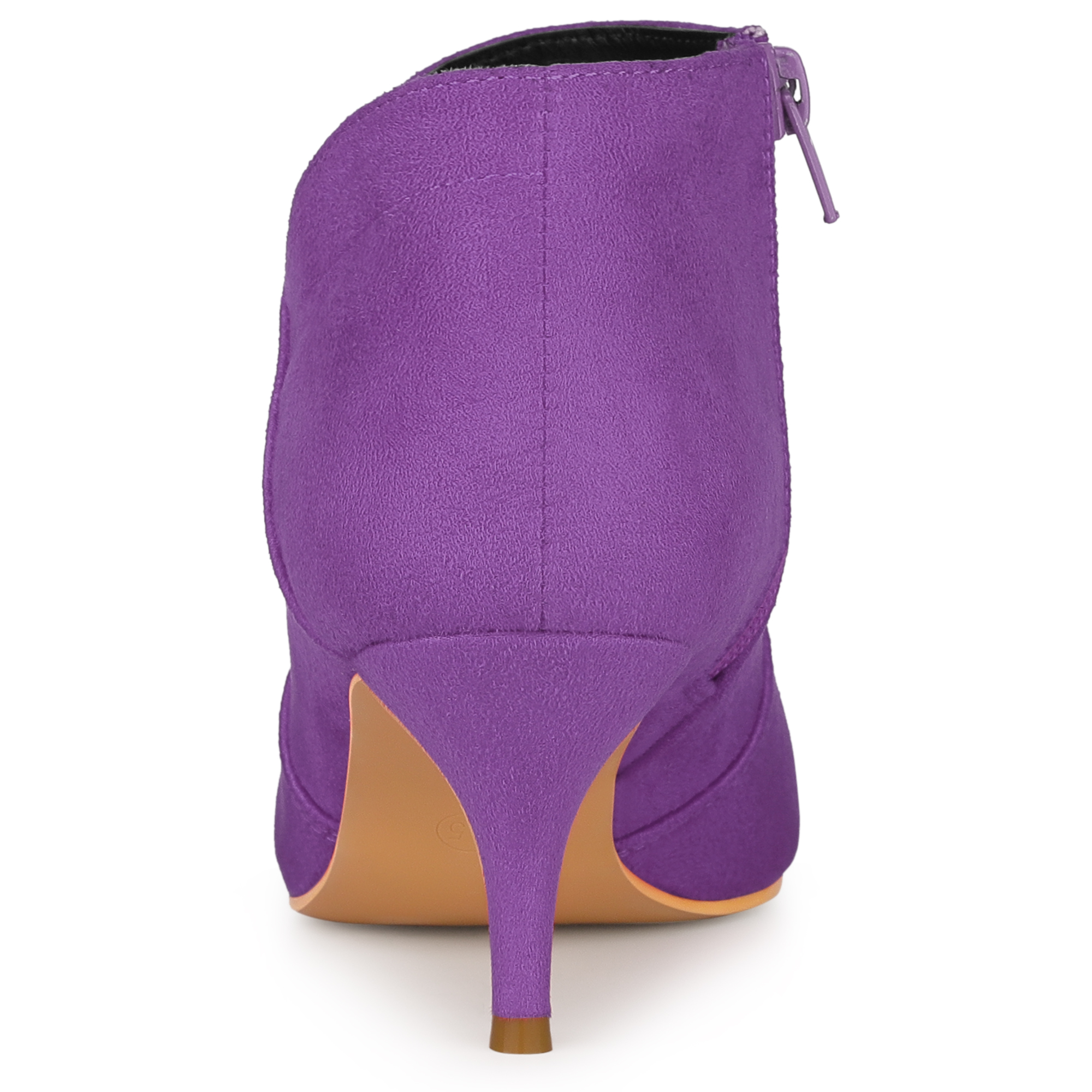 DARING DIVA Women's Pointed Toe Kitten Heel Cutout Ankle Boots Purple 6.5