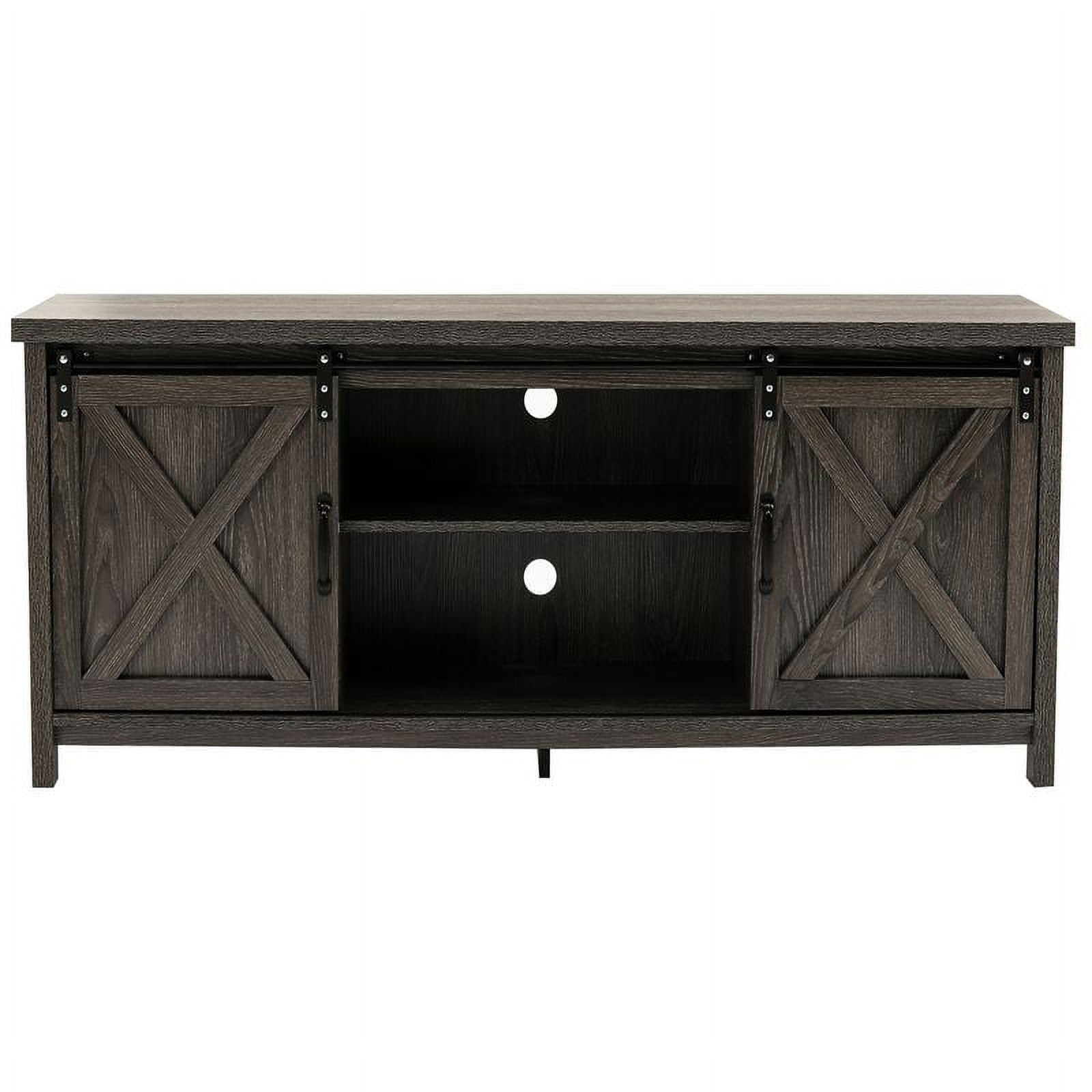 Yaoping 58" Farmhouse Sliding Barn Door TV Stand for TVs Up to 65" Television Cabinet(Dark gray)