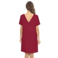 thumbnail image 4 of WBQ Womens Cotton Nightgown Short Sleeve Sleepwear Pleated Nightshirt V Neck Soft Nighdress Casual Flare Sleep Dress, 4 of 6