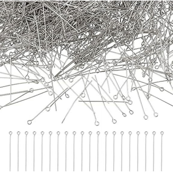 2000 Pcs 304 Stainless Steel Open Eyepins Loop Pins Headpins Findings 0.8 inch/20mm Length for Jewelry Making