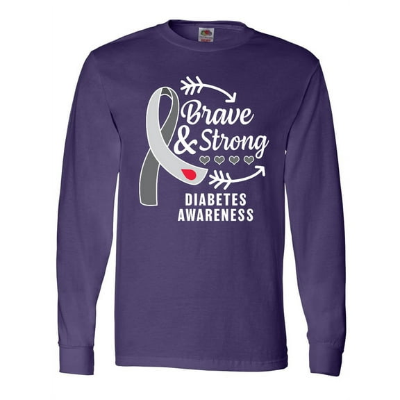 Inktastic Diabetes Awareness Brave and Strong Long Sleeve T-Shirt