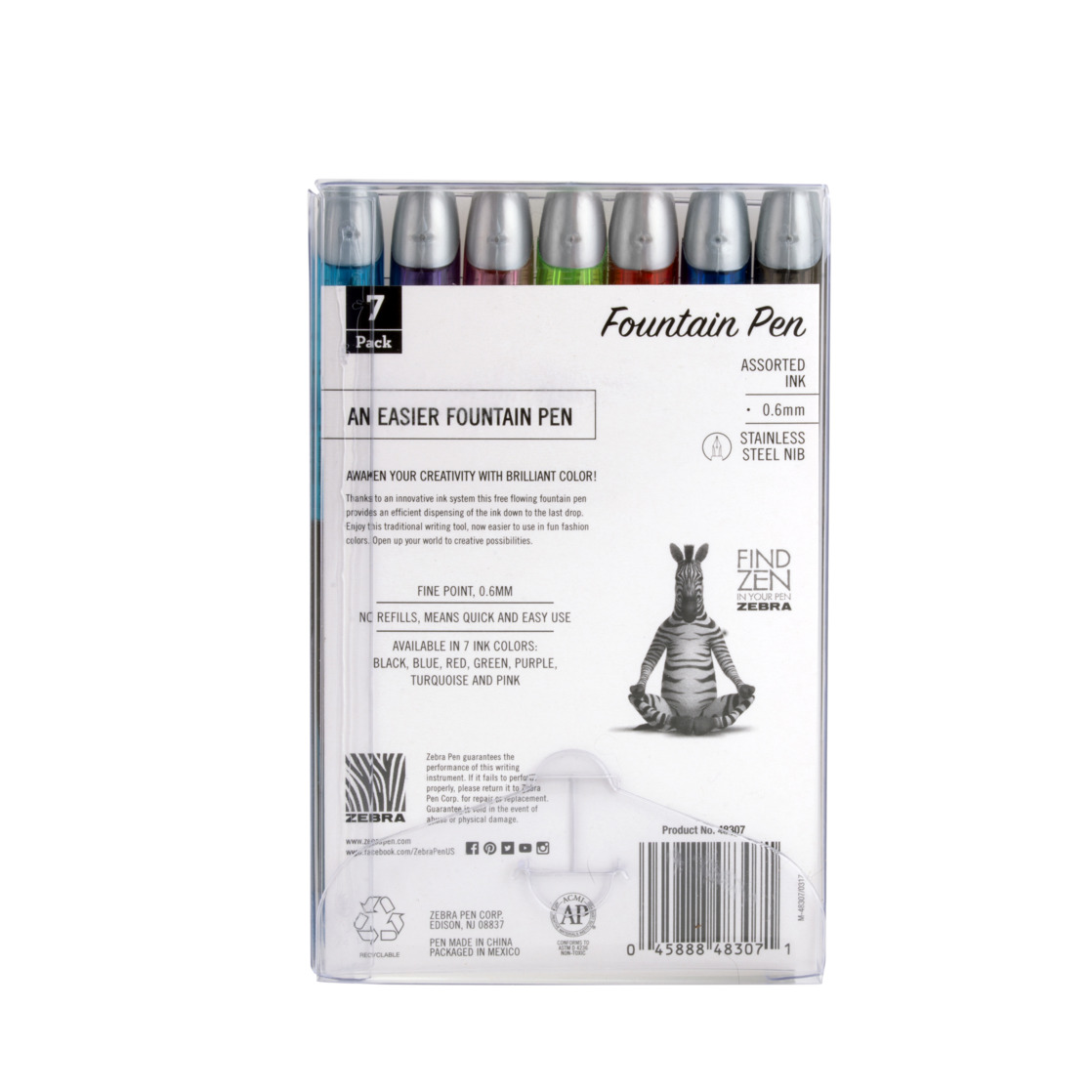 Zebra Fountain Pen Assorted Colors, 7-Pack photo 6