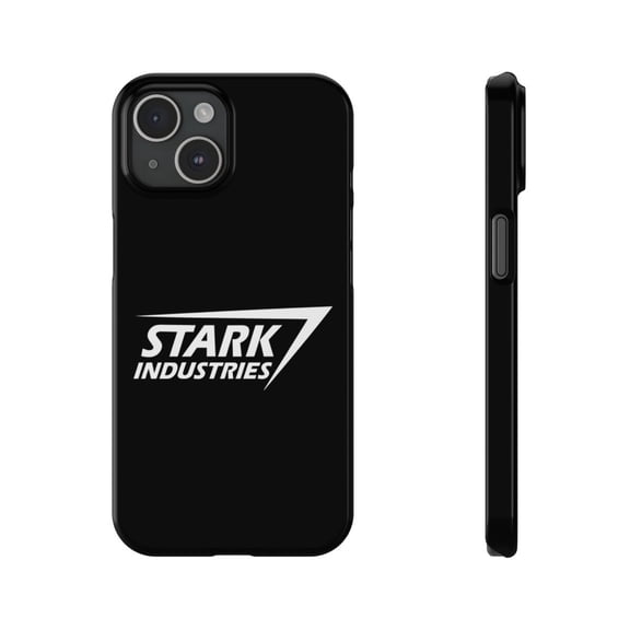 iPhone Slim Case Stark Industries "Iron" Man Superhero Black Logo Gift - iPhone 15