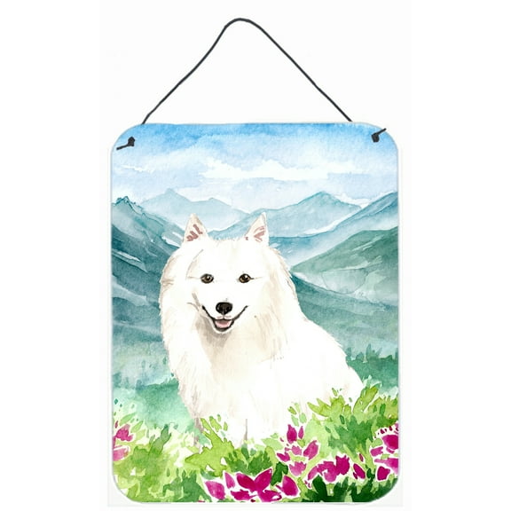 Mountain Flowers Japanese Spitz Wall or Door Hanging Prints