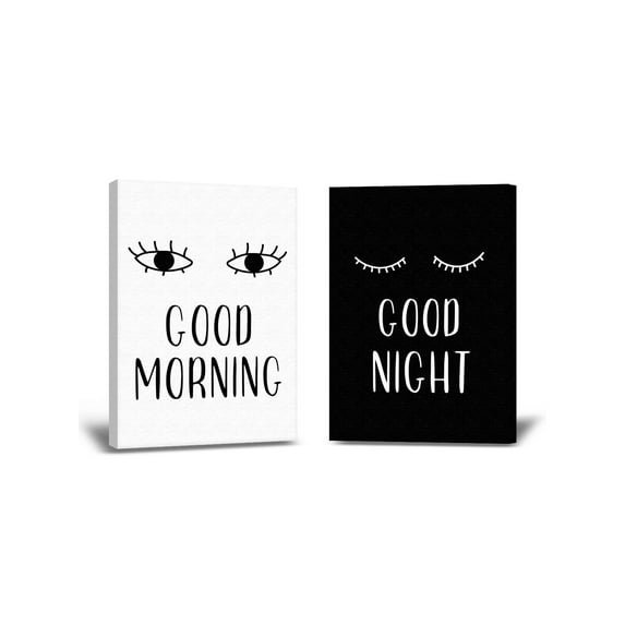 Awkward Styles Good Morning Baby Canvas Wall Art Inspirational Wall Art Kids Bedroom Decor Ideas Eyes Image Kids Room Wall Decor Good Night Printed Art Girls Room Boys Play Room Decor Ideas Set of 2