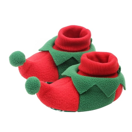 

Okbabeha Baby Booties Halloween / Christmas Booties Fleece Slippers Soft Newborn Prewalkers Winter Warm Shoes
