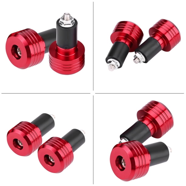 Par de extremos de manillar de motocicleta de aluminio Universal de 22mm, enchufe de equilibrio de peso, Rojo