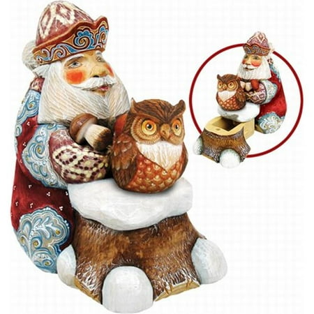 Derevo Collection Saving Up Winter Owl Santa Surprise Box 5 in.