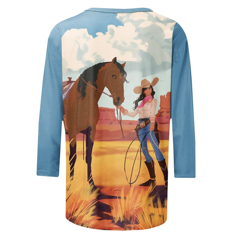 T-shirt Cowboy Avec Cheval Palomino - Taille Small à 6X - Homme - Neuf Sans étiquettes