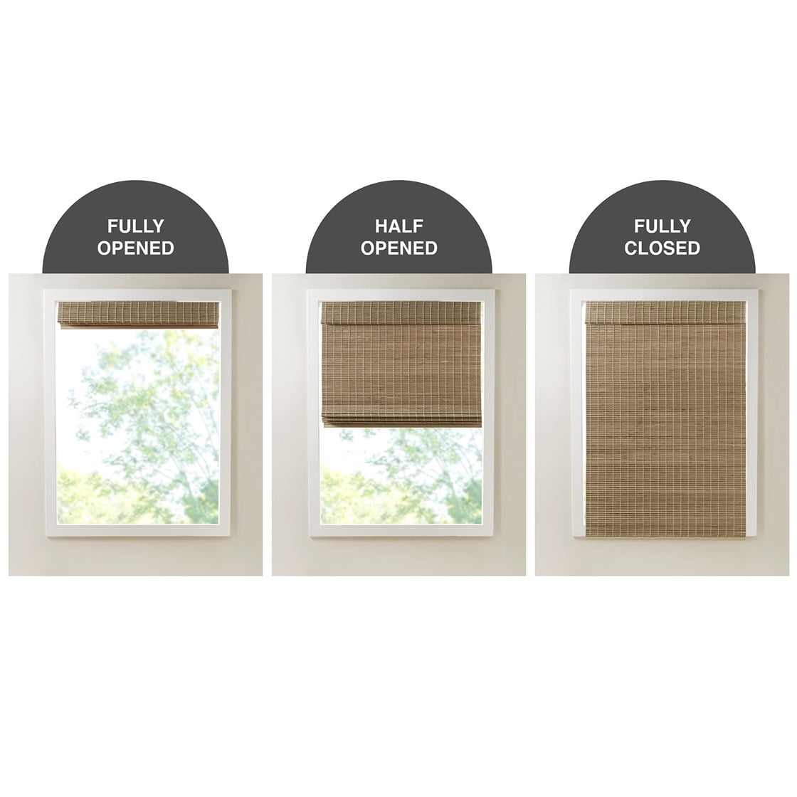 MAYEERTY Bamboo Light Filtering Privacy Roman Window Shade, Natural, 64" L x 31" W