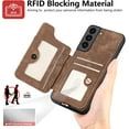 thumbnail image 3 of Phone Case for Samsung Galaxy S22 5G Wallet Cover with Tempered Glass Screen Protector and Wrist Strap Lanyard RFID Credit Card Holder Ring Stand Cell Accessories S 22 22S 4G G5 6.1 inch Women Brown, 3 of 13