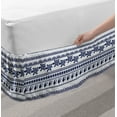 thumbnail image 2 of Underwater Bed Skirt, Ornamental Ethnic Style Starfish Tortoise Fishes Pattern with Stripes Cottage, Elastic Bedskirt Dust Ruffle Wrap Around for Bedding Decor, 4 Sizes, Indigo White, by Ambesonne, 2 of 2
