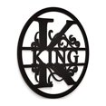 thumbnail image 2 of JASS GRAPHIX King 12" Circle Black Aluminum Composite Monogrammed Sign Door Wall Decor Last Name Signs for Home Personalized, 2 of 5