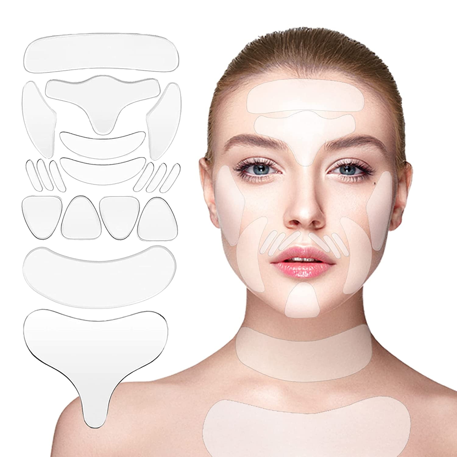 Chest Wrinkle Pads, Set of 18 Pcs Facial Wrinkle Remover Strips