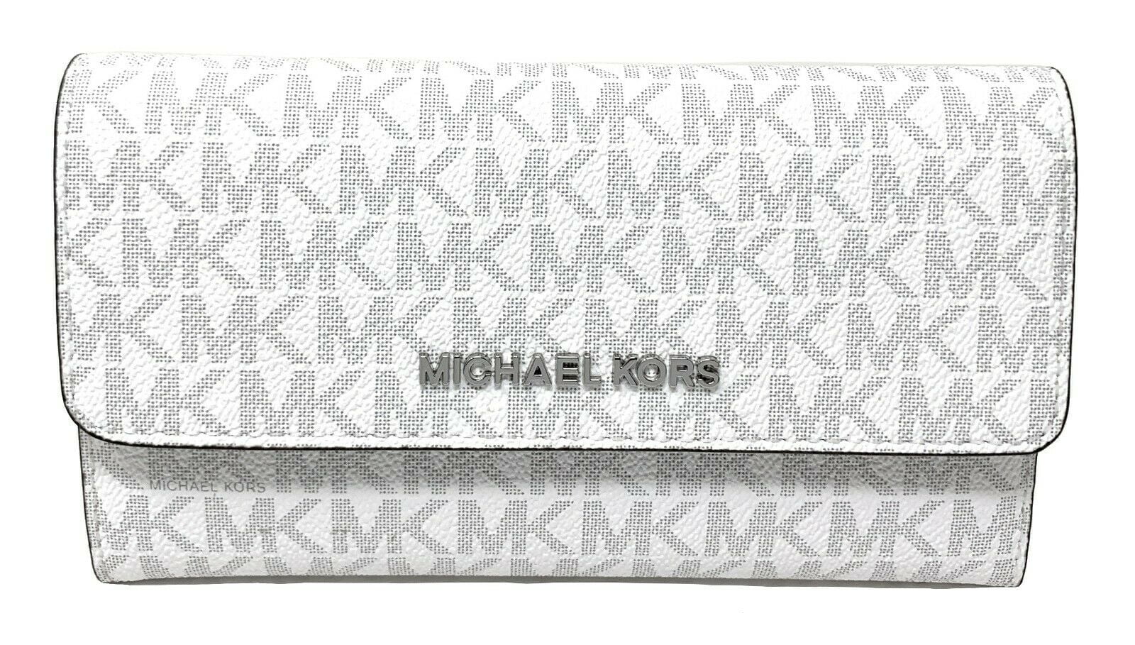 Michael Kors Jet Set Travel Large Trifold Wallet in Signature Bright White  