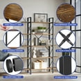 thumbnail image 2 of ModFusion 5 Tier Bookshelf Modern Bookcase Storage Display with Metal Frame for Home Office, Brown, 2 of 9