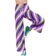 thumbnail image 2 of Pantalones de pierna ancha para mujer VISgogo, pantalones de punto elásticos de cintura alta con estampado de rayas, azul/púrpura/naranja/rosado VISgogo moda, 2 of 5