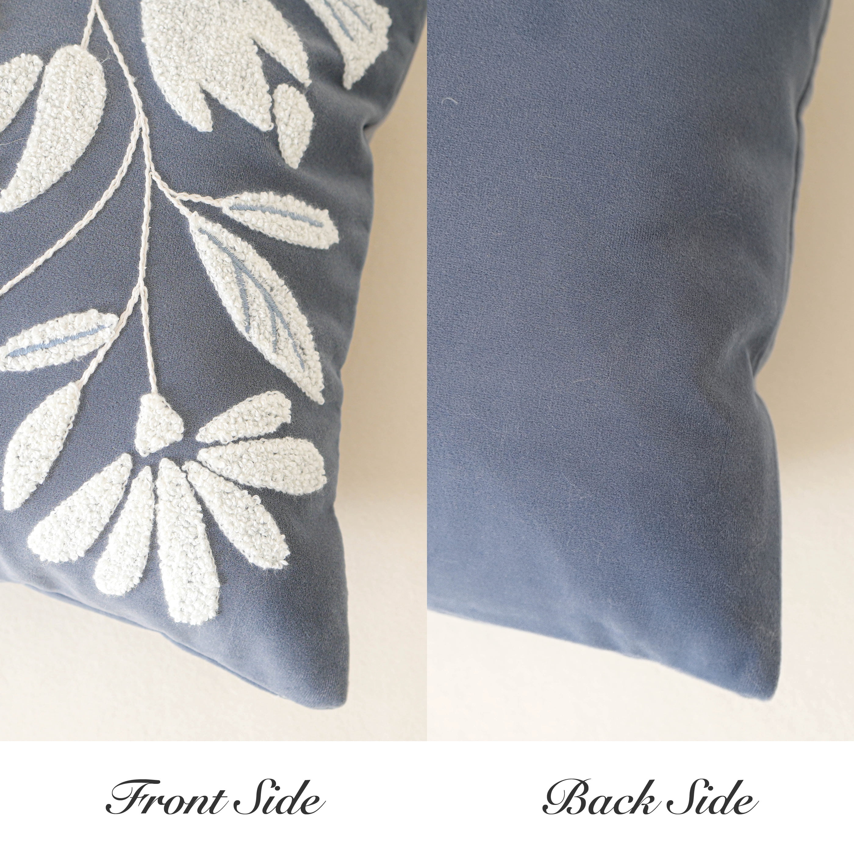 BlissBlush Blue Velvet Decorative Lumbar Pillow Cover 14x36, Soft Long Body Pillow for Bed, Accent Lumbar Throw Pillow for Bedroom, Modern Farmhouse Textured Pillowcase