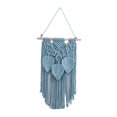 thumbnail image 4 of kowaku Leaves Tassels Macrame Wall Hanging Tapestry Handmade Woven Tapestry Chic Wall Art Decoration for Home Bedroom Dorm Apartment Blue, 4 of 9
