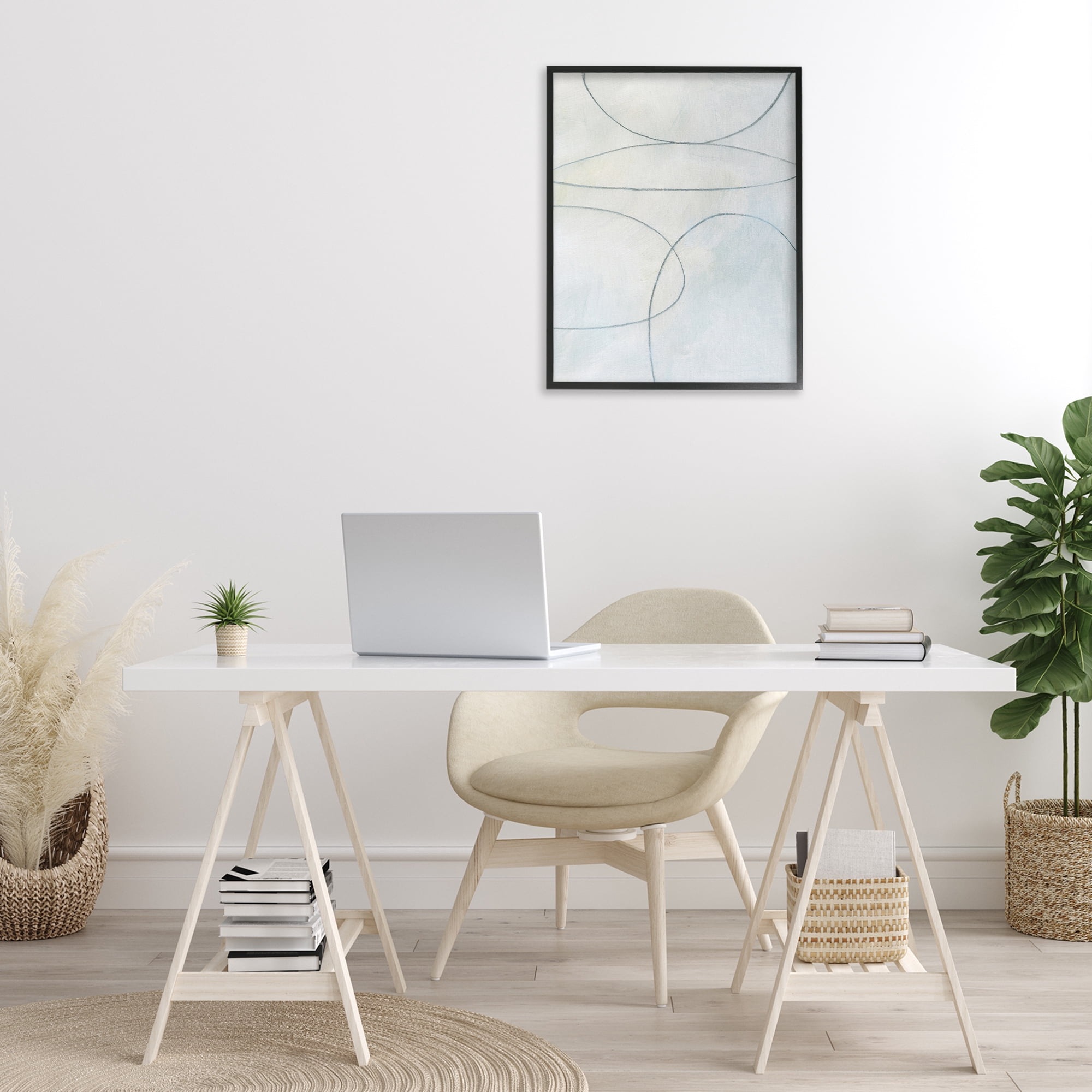 Stupell Industries Oblong Shapes Doodle Abstract Drawing Black Framed Art Print Wall Art, 24 x 30