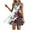 Multicolour, variant on VEKDONE Women Summer Casual Non Positioning Floral Printed Side Pleated Round Neck Sundress Multicolor L