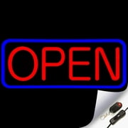 Large Flashing LED Neon Open Sign Light for Businesses with Remote - Blue Red