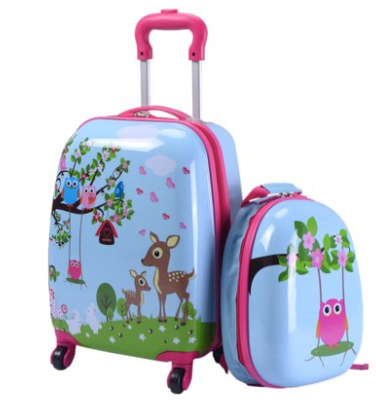 LAZYMOON Kids Carry On Luggage Set 2Pc 12 16 Upright Hard Side Hard Shell Suitcase 