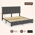 thumbnail image 5 of EnHomee King Bed Frame with Headboard Upholstered Bed Frame with Storage & LED Lights & Charge Station,Gray, Noise Free, 5 of 10